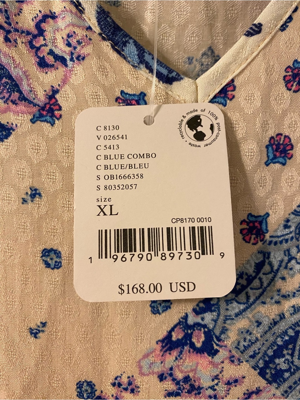 Free People Cream/Lavender Blue Maxi Dress with Paisley Floral Print - Picture 5 of 9